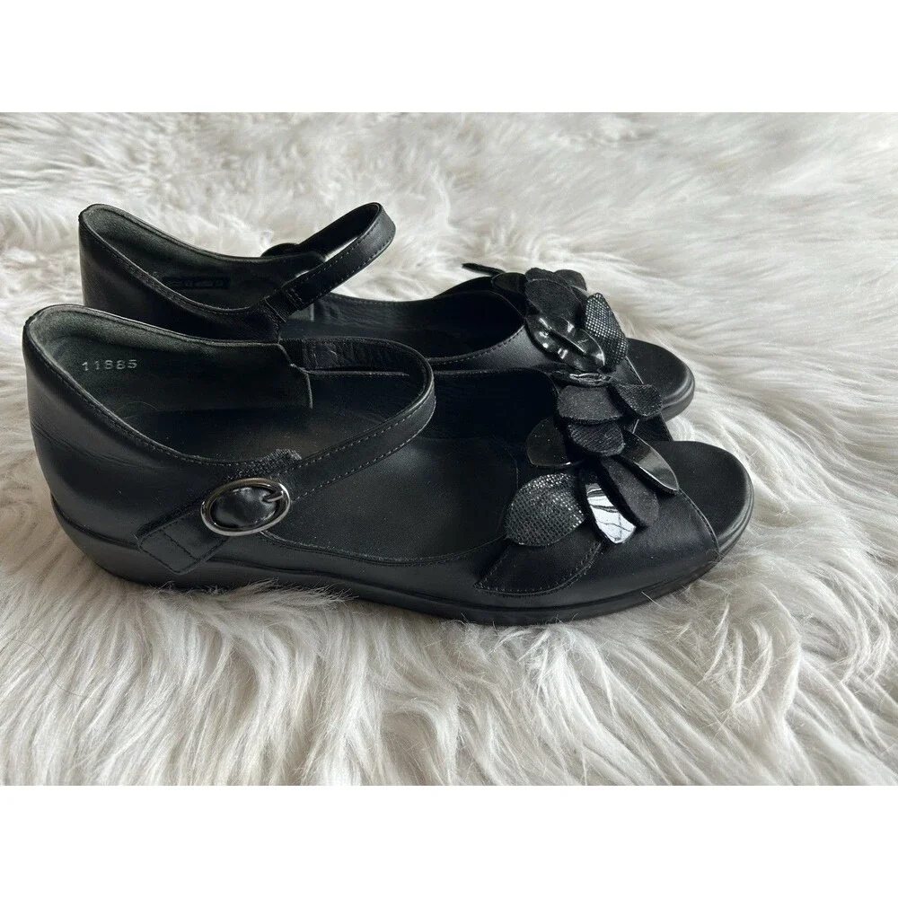 Ziera Petal Ditzy Mary Jane Flats Women’s 40 Black Leather Comfort Shoes